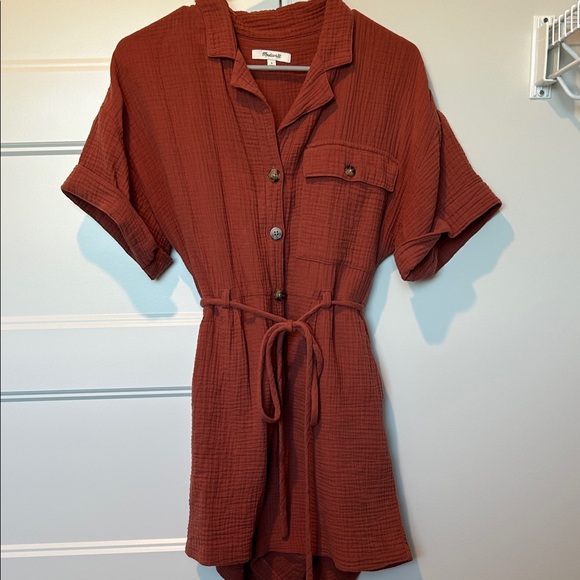Madewell Rust Button-Down Romper - Picture 1 of 3